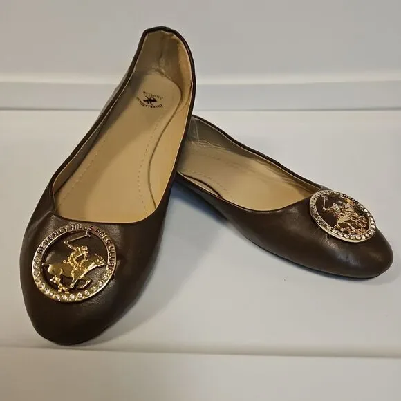 Beverly Hills Polo Club Brown Flats Like New sz 10 - Picture 8 of 8